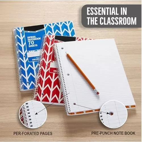 PAPERLLA Wire Bound Notebook 70 Sheet Lattice Pattern 56 GSM Paper White, C02866 (Pack of 5)