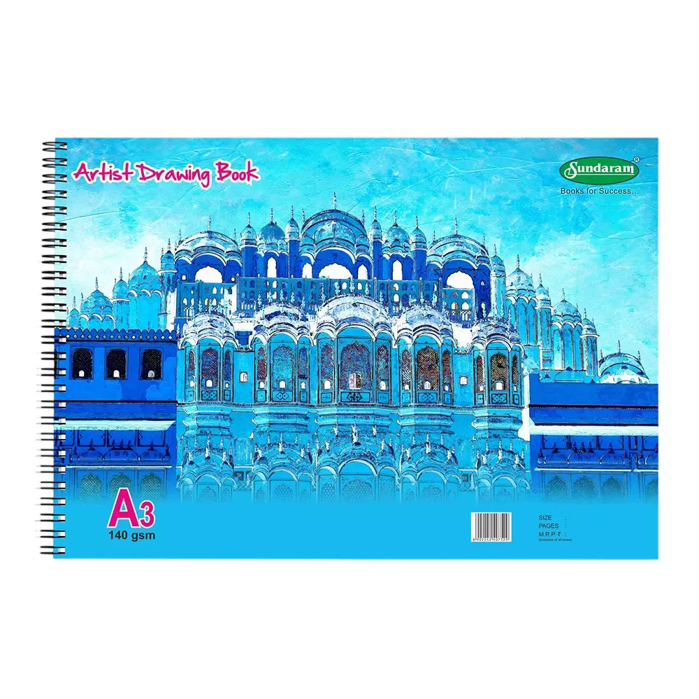 Sundaram Artist Drawing Book 100 Pages A3 Paper Assorted, D-12