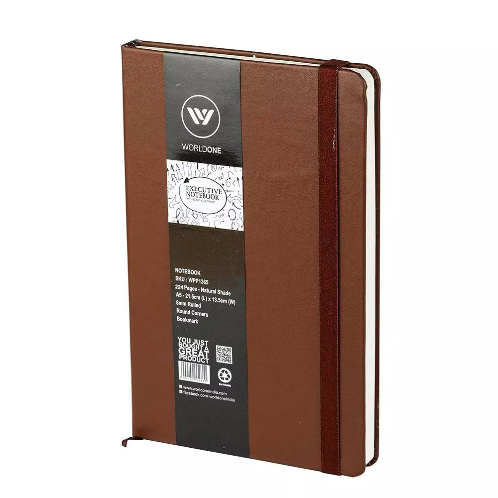 Worldone Pu Leather Finish Card Board Cover Executive Notebook Size A6 Assorted Color, WPP1364