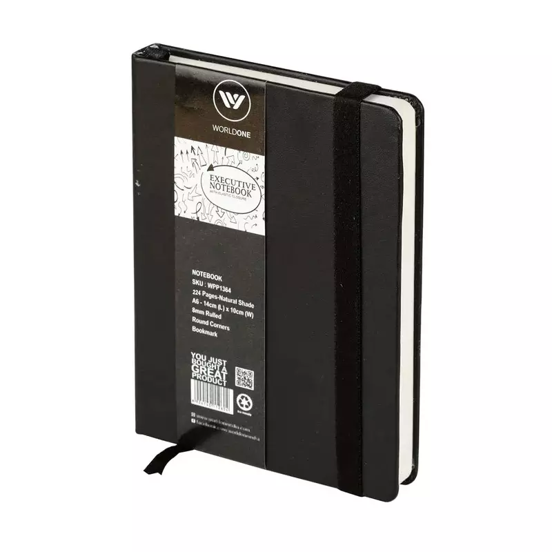 Worldone Pu Leather Finish Card Board Cover Executive Notebook Size A6 Assorted Color, WPP1364