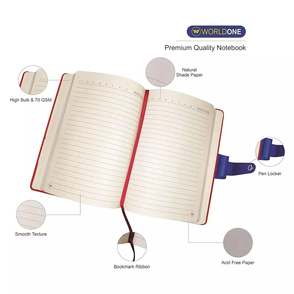Worldone Pen Loop With Button Closure Notebook Size A5 Assorted Color, WPP1431