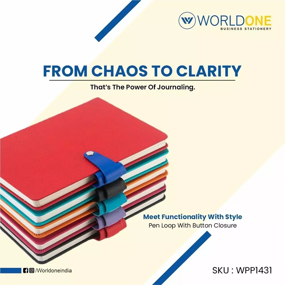 Worldone Pen Loop With Button Closure Notebook Size A5 Assorted Color, WPP1431