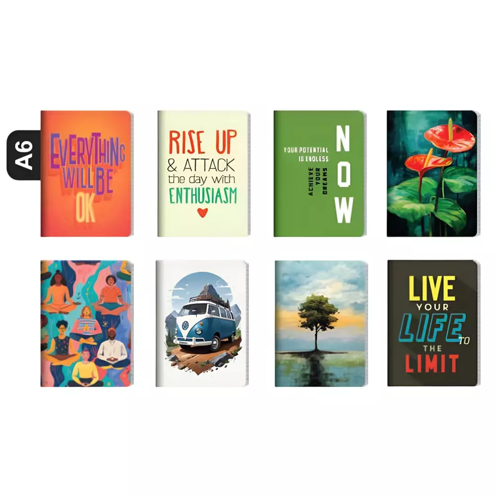 Shape Round Corner Note Book A6 (10.5 x 14.8 cm) 192 Page Single Line Assorted, 6931