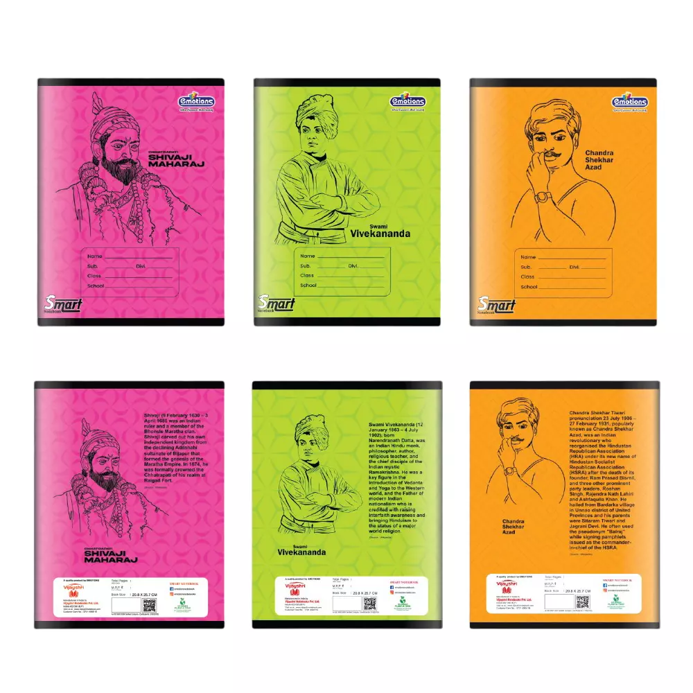 Emotions Smart Single Line Note Book 172 Page A4 (20 x 25.7 cm) Saddle Stitch Type, Design Assorted
