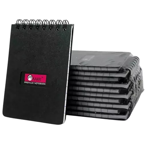 Staprico Pocket Notebook A7 Wiro Bound 92 Page Double-Side Ruled Black (Pack of 10)