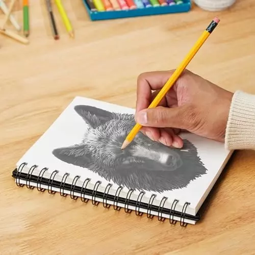 PAPERLLA Twin-Wire Spiral Sketch Book 120 Perforated Pages Plain A5 Size 160 GSM Paper, C02822