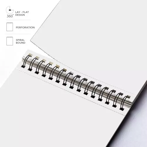 PAPERLLA Sketch Book Spiral Bound 160 GSM 25 Sheets White Paper Plain, C02820