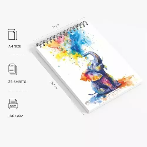PAPERLLA Sketch Book Spiral Bound 160 GSM 25 Sheets White Paper Plain, C02820