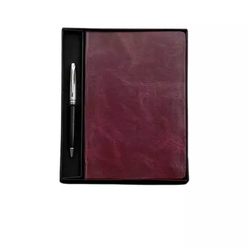 PAPERLLA Premium Notebook With Hard Bound Box A5 192 Pages 80 GSM leather Cover Red, C01880