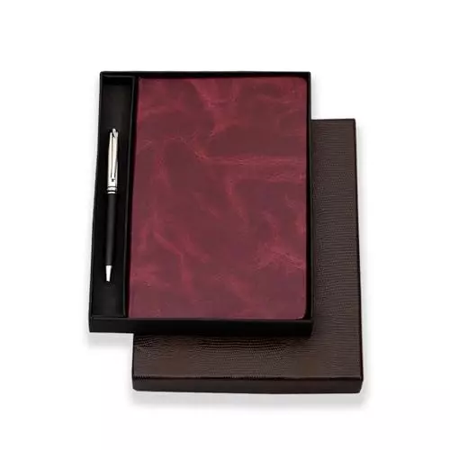 PAPERLLA Premium Notebook With Hard Bound Box A5 192 Pages 80 GSM leather Cover Red, C01880
