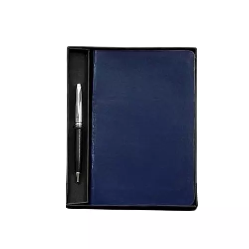 PAPERLLA Notebook With Elegant Hard Bound Box A5 192 Pages 80 GSM leather Cover Blue, C01877