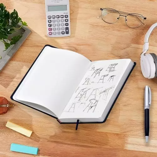 PAPERLLA Notebook With Elegant Hard Bound Box A5 192 Pages 80 GSM leather Cover Blue, C01877