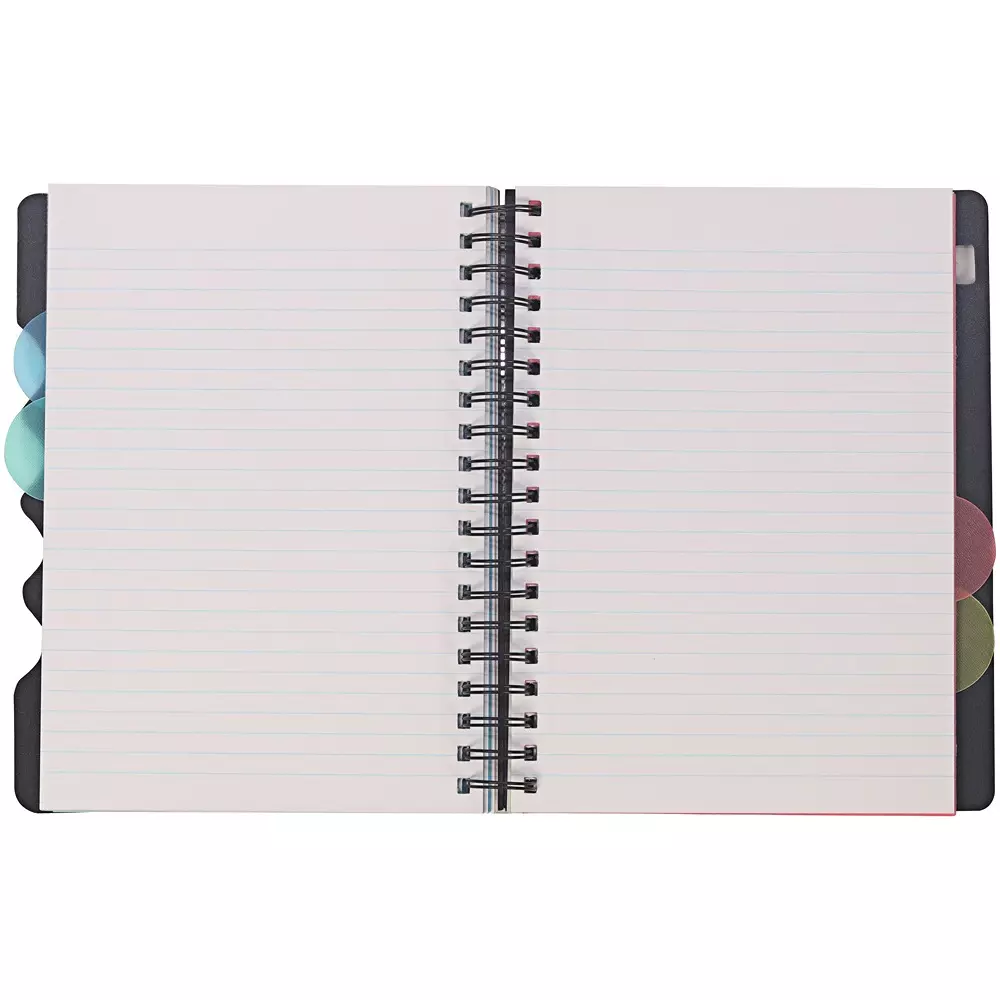 Saya 5 Subject Premium Wiro Notebook Black 300 Pages Single Ruled 70 GSM Paper B5 Size for Office & Collage Use, SY-1102