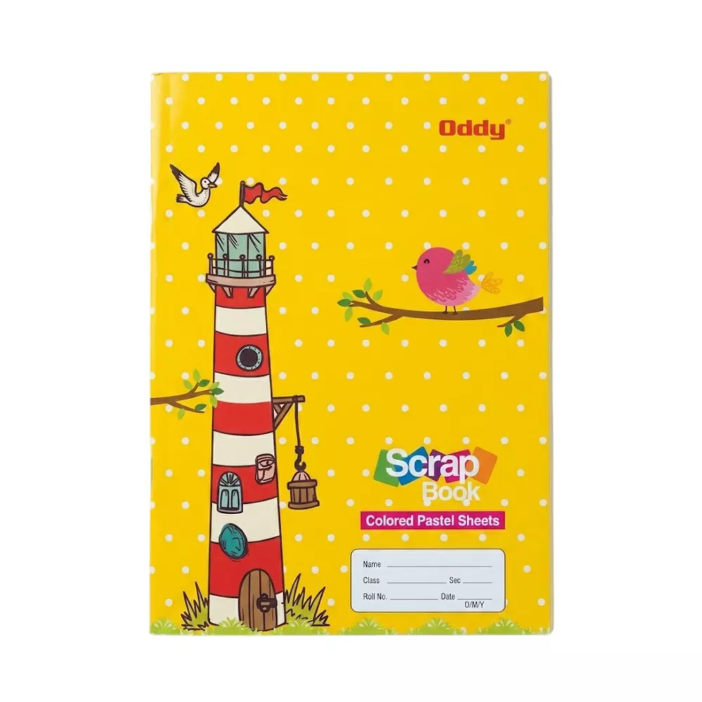 Oddy Scrap Book With Colored 32 Pages 180 GSM Assorted A4 Size Paper, CSB-16 (Pack of 10 Books)