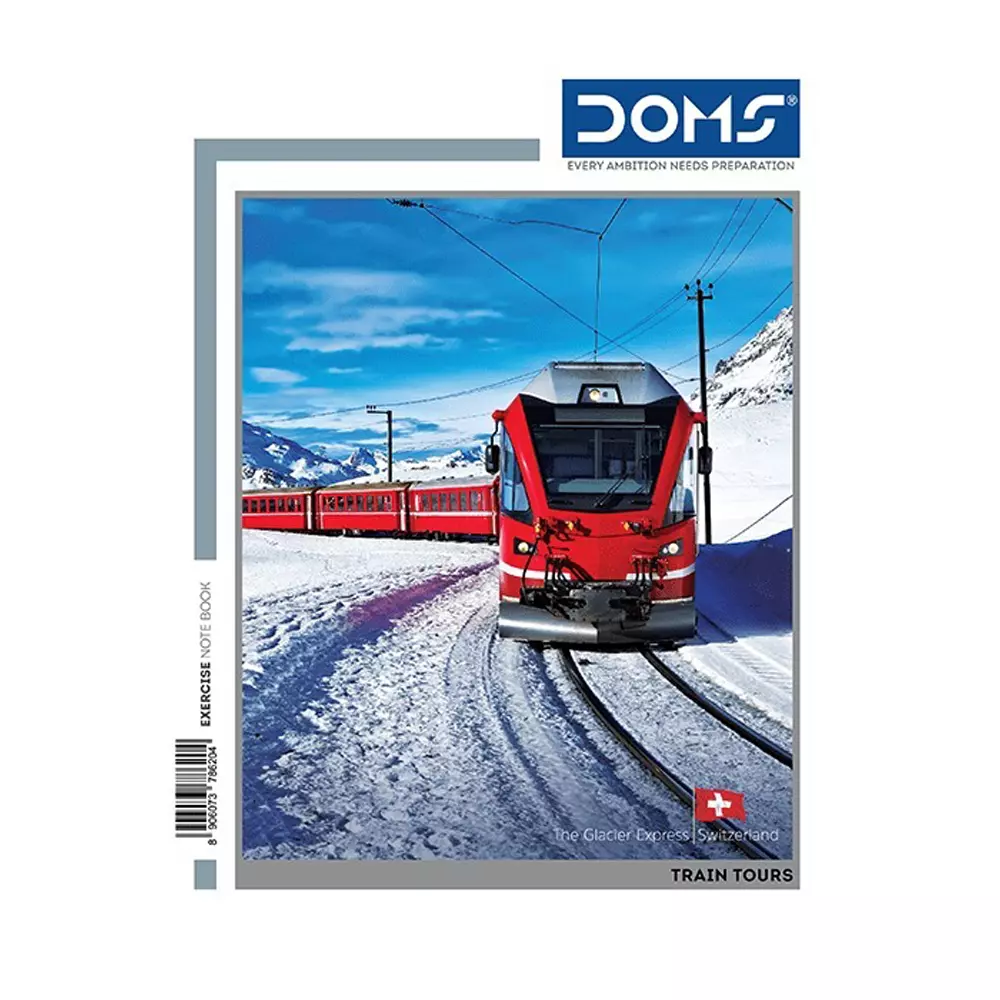 Doms Train Tours Series Notebook R & B with Gap Assorted Soft Cover 120 Pages 24x18 cm, 8622