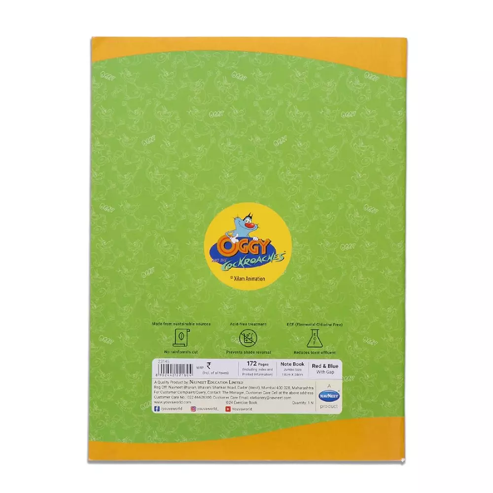 Youva Note Book Regular Size Soft Bound Assorted Design 15.5 x 18.8 cm 172 Page Single Line 23019, (Pack of 10)