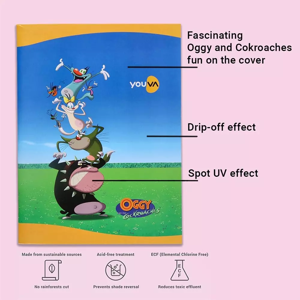 Youva by Navneet Jumbo Note Book 18 cmx24 cm 220 Pages Assorted Unruled 23351, (Pack of 12)