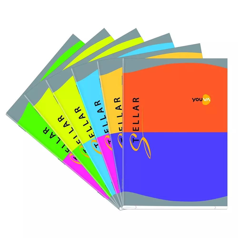 Youva by Navneet Stellar Long Note Book A4 (21 cmx29.7 cm) 172 Pages 64 GSM Paper 24014, (Pack of 6)
