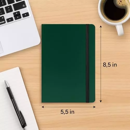 PAPERLLA Notebook Diary A5 Acid-Free Paper 240 Pages 80 GSM Cardboard Cover Forest Green, C01991