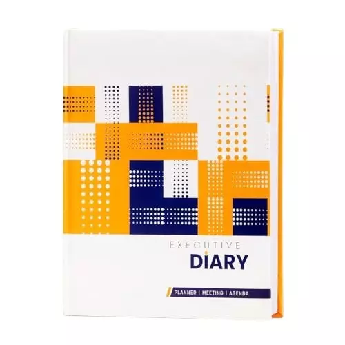 PAPERLLA Goal Setting & Daily Appointments Notebook A4 240 Pages Faux Leather Cover Yellow, C02606