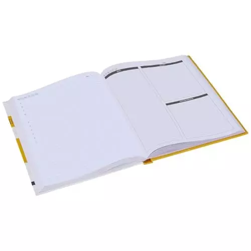 PAPERLLA Goal Setting & Daily Appointments Notebook A4 240 Pages Faux Leather Cover Yellow, C02606
