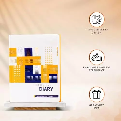 PAPERLLA Goal Setting & Daily Appointments Notebook A4 240 Pages Faux Leather Cover Yellow, C02606