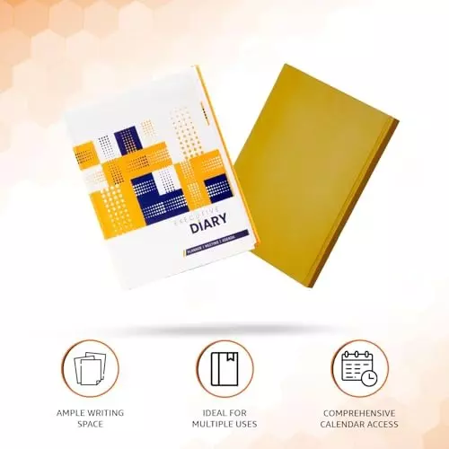 PAPERLLA Goal Setting & Daily Appointments Notebook A4 240 Pages Faux Leather Cover Yellow, C02606