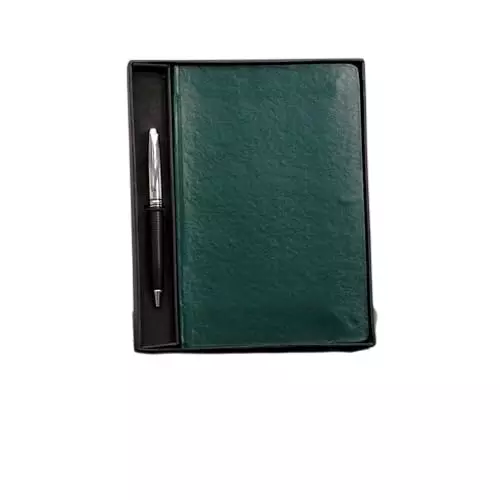 PAPERLLA Notebook With Elegant Hard Bound Box A5 192 Pages 80 GSM leather Cover Green, C01878