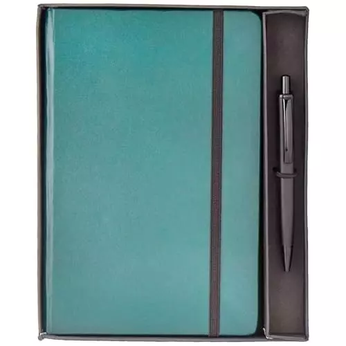 PAPERLLA Notebook With Pen A5 Cardboard Cover Squared With Elegant Ribbon Bookmark, C01872