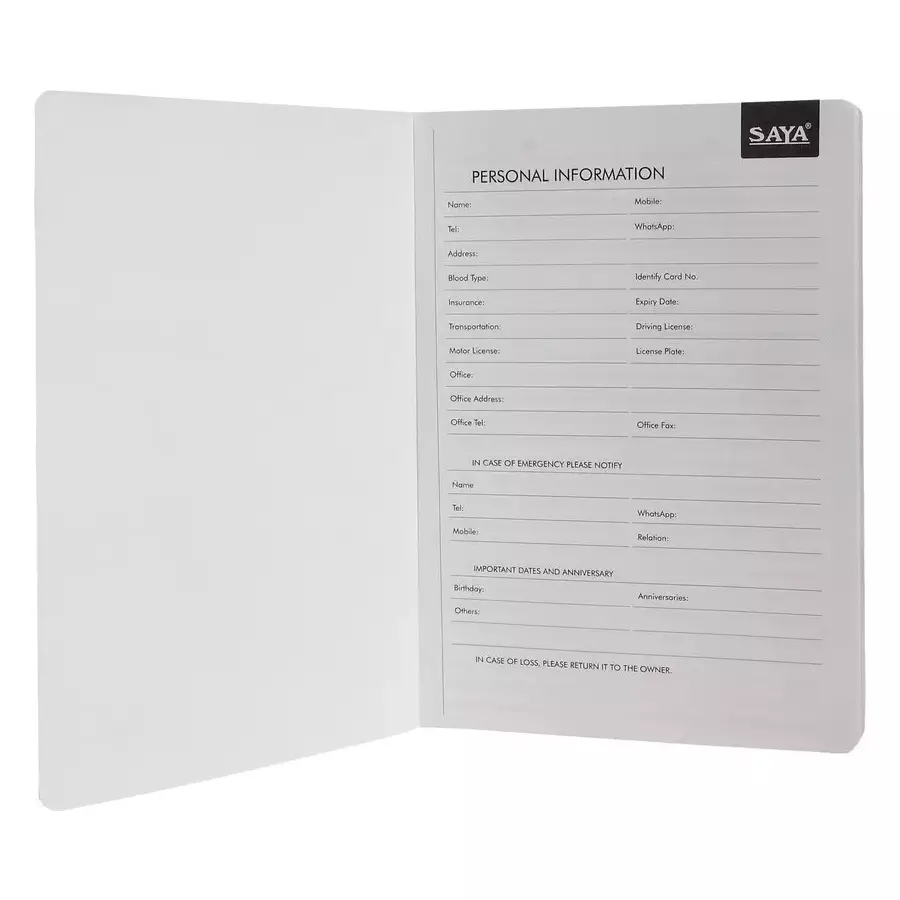 Saya Flexi Notebook Multicolor 160 Pages Single Ruled 80 GSM Paper A5 Size for Office & Collage Use, SY-1703
