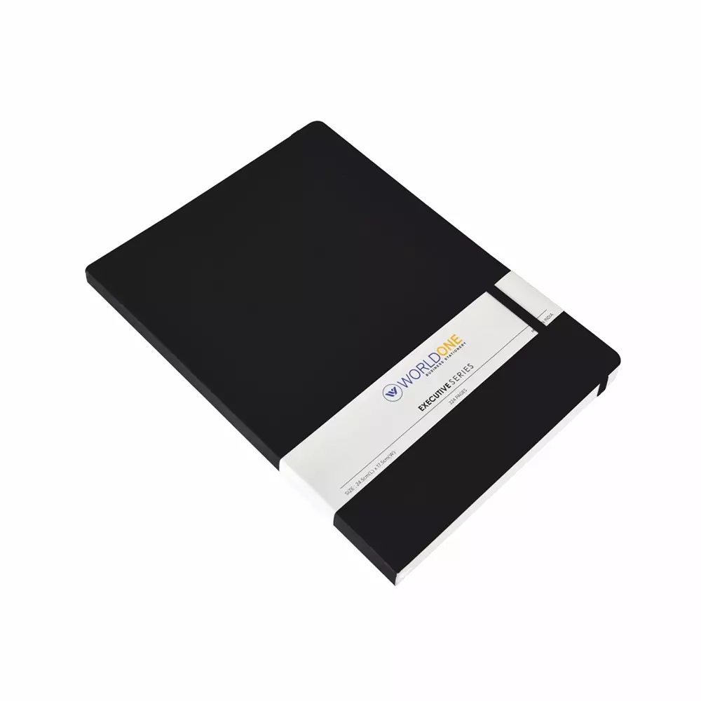 Worldone Bukram Harbound Executive Notebook With Elastic Closure and Pen Holder Size A5 Assorted Color, WPP1455