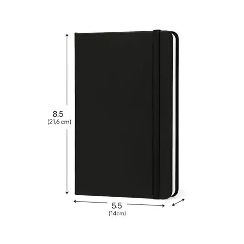 PAPERLLA Notebook Diary A5 Acid-Free Paper 240 Pages 80 GSM Cardboard Cover Royal Black, C01989