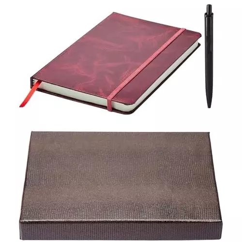 PAPERLLA Journal Note Book A5 Cardboard Cover Squared With Elegant Ribbon Bookmark, C01873