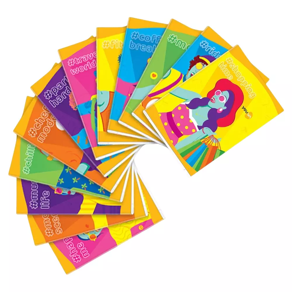 Youva by Navneet Long Note Book A4 (21 cmx29.7 cm) 228 Pages Assorted Single Line Paper 23530, (Pack of 12)