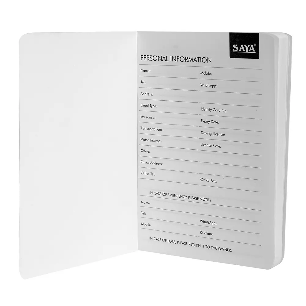 Saya Flexi Notebook Multicolor 160 Pages Single Ruled 80 GSM Paper A6 Size for Office & Collage Use, SY-1704