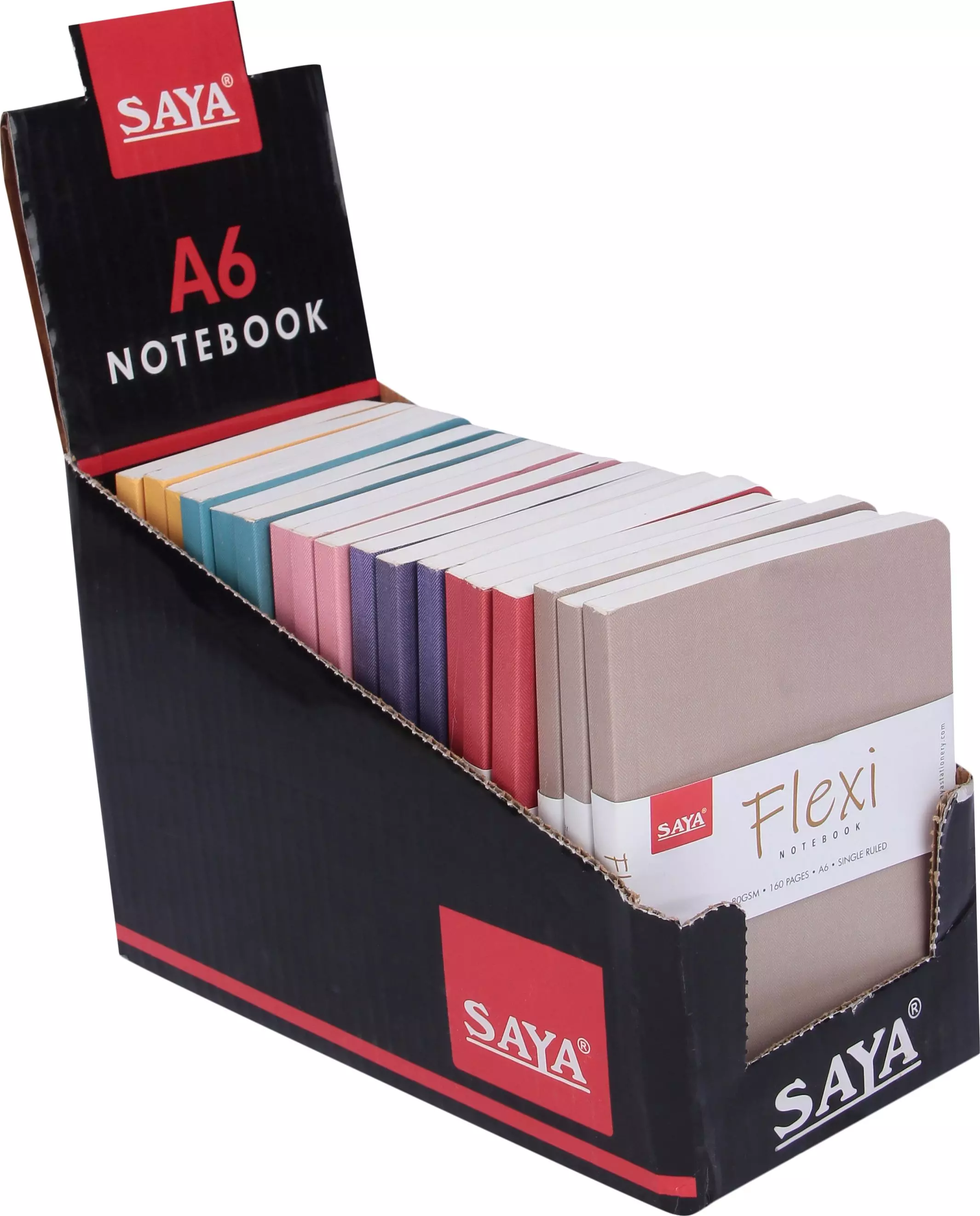 Saya Flexi Notebook Multicolor 160 Pages Single Ruled 80 GSM Paper A6 Size for Office & Collage Use, SY-1704