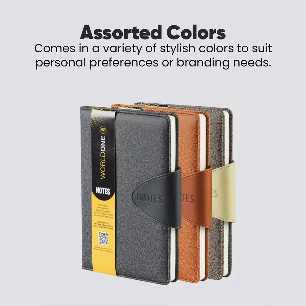 Worldone Executive Notebook With Pu Leather Felt Cover, Magnetic Loop Button Closure Size B5 Assorted Color, WPP1333