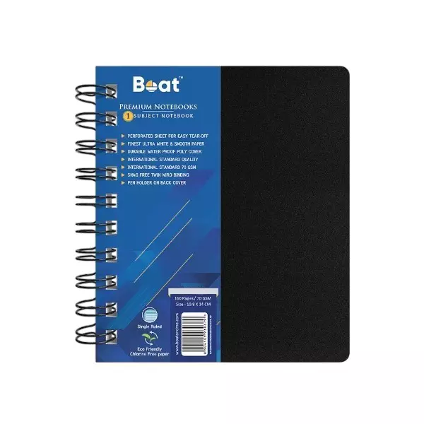 Boat by Ban Single Subject Wiro Notebook 160 Pages, 70 GSM A4, FG000573 (Pack of 50)