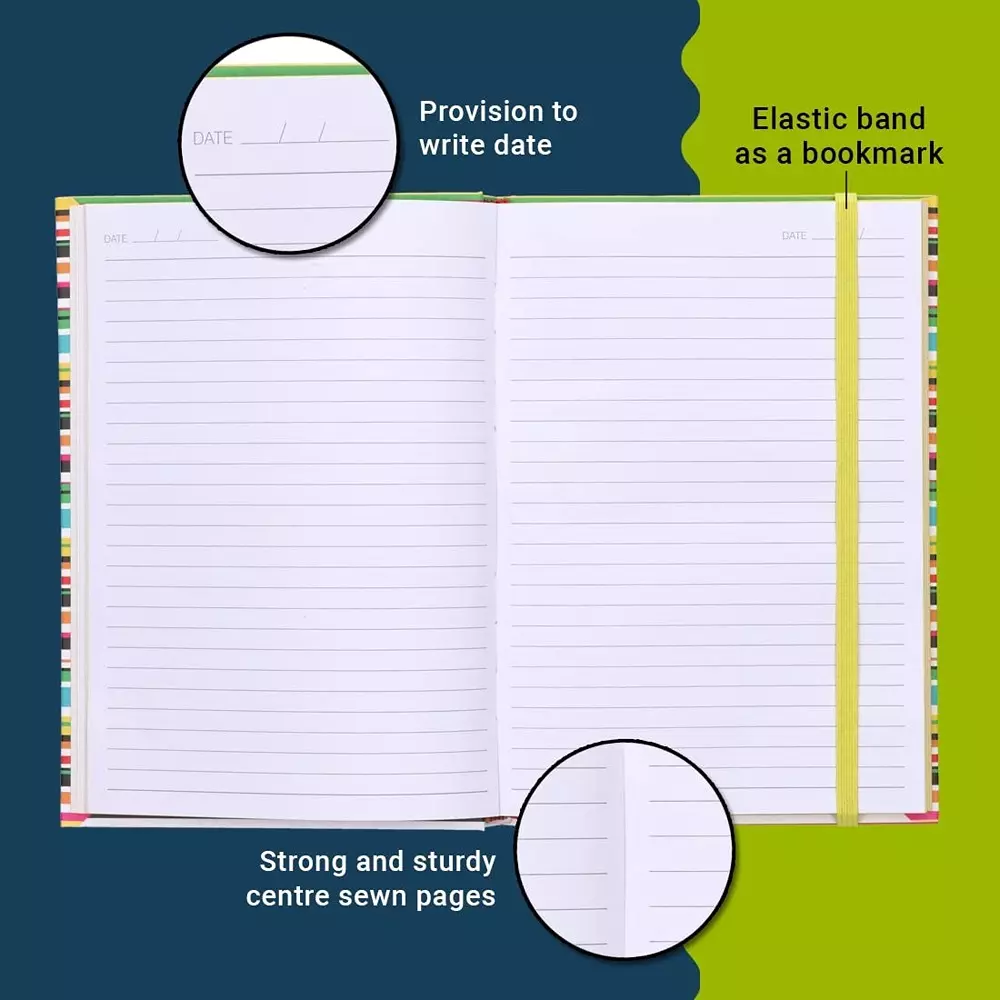 Youva Case Bound Note Book A5 Paper Multicolor Color Edge, 23814 (Pack of 4)