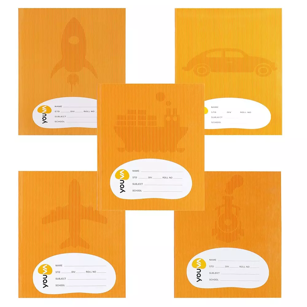 Youva by Navneet Note Book Regular Full Bound 15.5 x 18.8 cm 172 Page Brown Double Line 23284, (Pack of 5)