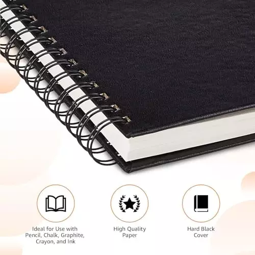 PAPERLLA Twin-Wire Spiral Sketch Book 120 Perforated Pages Plain A5 Size 160 GSM Paper, C02821