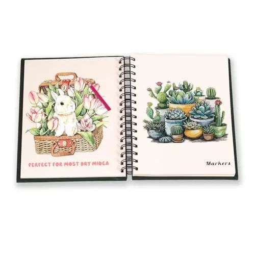 PAPERLLA Twin-Wire Spiral Sketch Book 120 Perforated Pages Plain A5 Size 160 GSM Paper, C02821