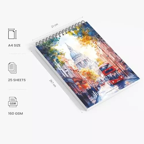 PAPERLLA Top Spiral Bound 160 GSM 25 Sheets White Paper Plain, C02819