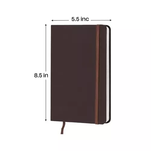 PAPERLLA Notebook Diary A5 Acid-Free Paper 240 Pages 80 GSM Cardboard Cover Dark Brown, C01995