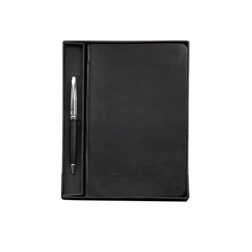 PAPERLLA Notebook With Elegant Hard Bound Box A5 192 Pages 80 GSM leather Cover Black, C01876