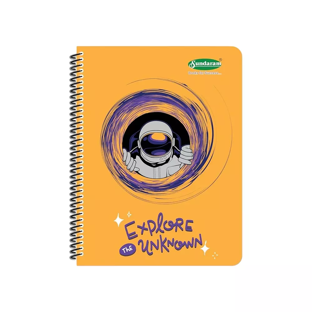 Sundaram Spiral Long Note Book 400 Pages A4 Single Line/No Lines Paper Assorted, S-14