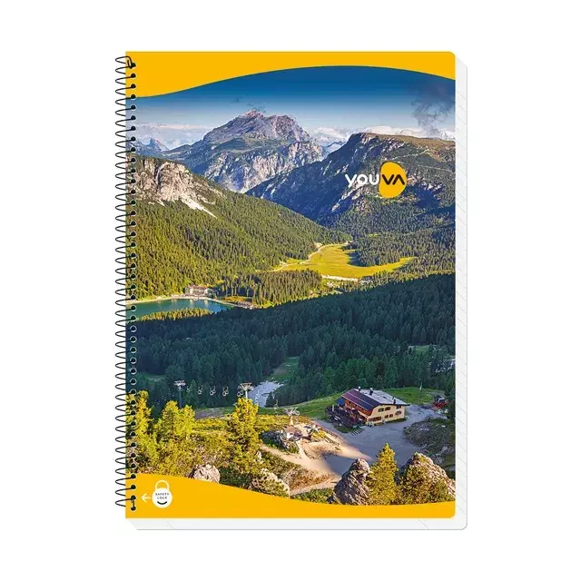 Youva Spiral Note Book A4 400 Pages Assorted Single Line 23496, (Pack of 6)