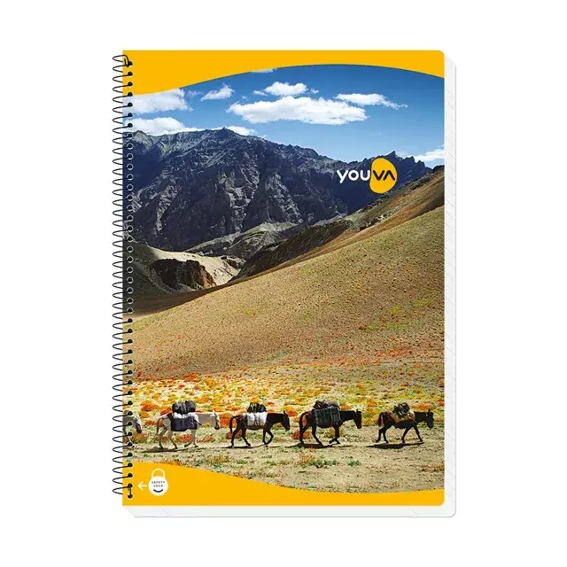 Youva Spiral Note Book A4 400 Pages Assorted Single Line 23496, (Pack of 6)