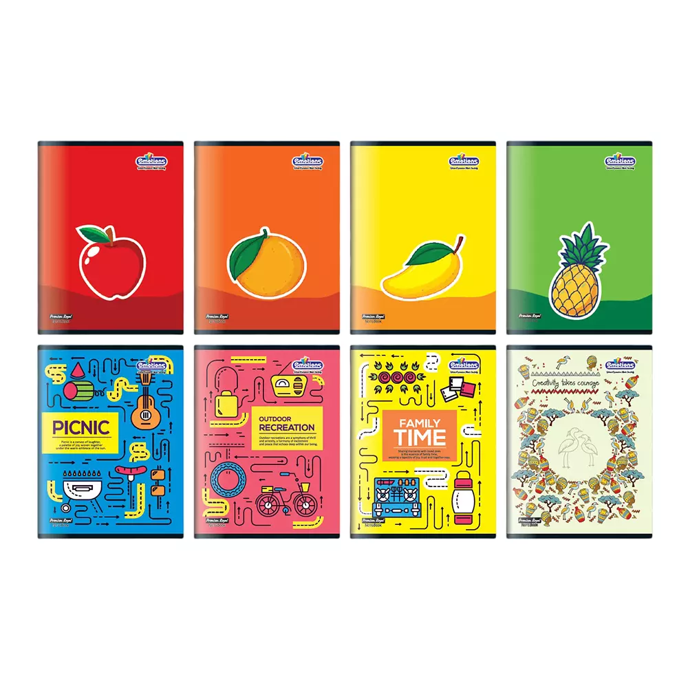 Emotions Premium Royal 3 in 1 Note Book 172 Page 18 x 24 cm Saddle Stitch Type, Design Assorted