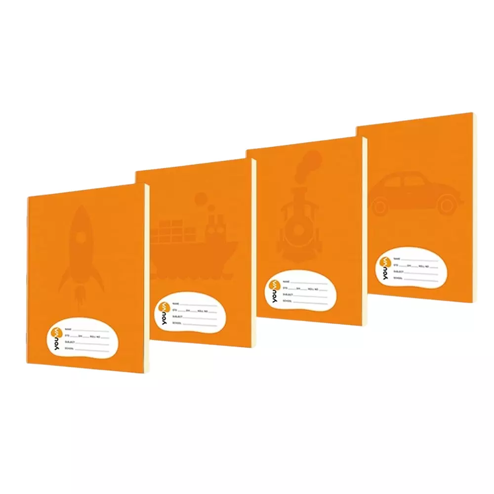 Youva by Navneet Regular Long Brown Note Book 17 cmx27 cm 172 Pages Soft Bound 22525, (Pack of 4)